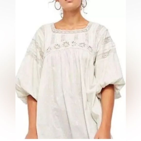 Free People Azalea Lace Boho Tunic in Mineral Size Small - Picture 2 of 12